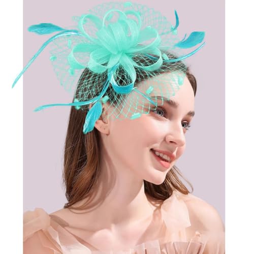 Women's Fascinator Feather Flower Hir clip & Corsage Dual-use Bridal Headpiece Hair Accessories Cocktail Party Wedding - color: Blue