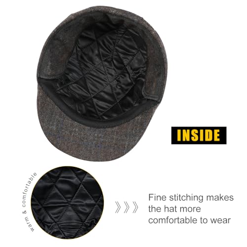 Sumolux Mens Newsboy Cap Winter Beret Hat Cabbie Flat Cap - color: B Coffee
