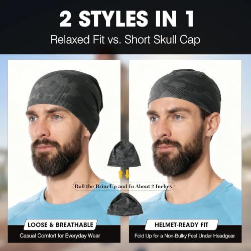 WTACTFUL Cooling Breathable Skull Cap Men Women, Sweat Wicking 1-2-4 Pack - color: 1 Piece - Camogray