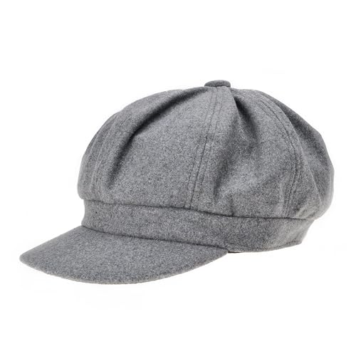 ZLYC Women Classic Newsboy Cap Visor 8 Panel Gatsby Cabbie Paperboy Hat - color: Gray