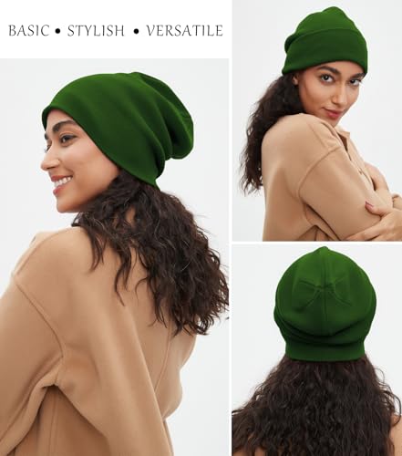 ROYBENS 100% Cotton Beanie Hat for Women Men Warm Winter Hats Knit Beanies - color: Turquoise Green