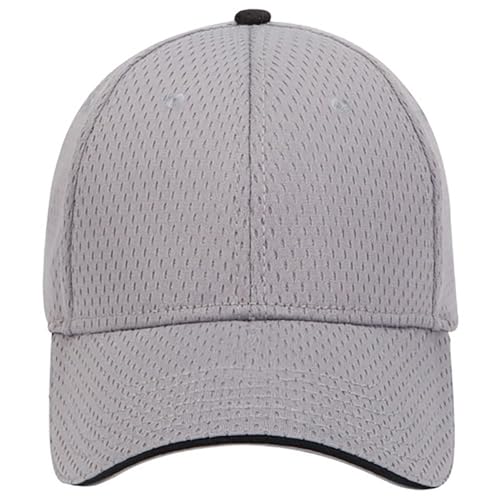 Ashen Fane 6 Panel Polyester Pro Mesh Low Profile Baseball Cap - color: Sandwich - Gry Gry Blk