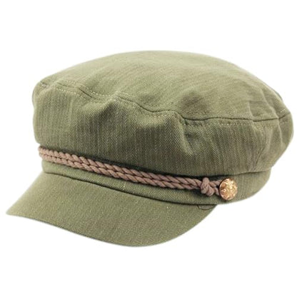 EPOCH Men's Summer Cotton Greek Fisherman Sailor Fiddler Driver Hat Flat Cap - color: Olive