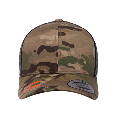 Yupoong 5-Panel YP Classic Trucker Cap | High Profile Flat Visor Snapback - color: Multicam Green
