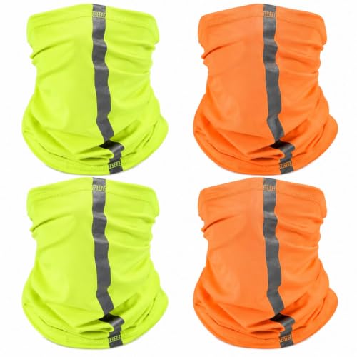SATINIOR 4 Pcs Neck Gaiter Face Mask for Men - color: Fluorescent Color