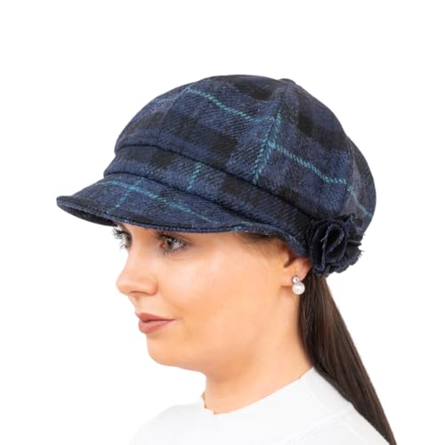Hatman of Ireland Newsboy Hat for Women's Made in Ireland, 8 Panel Wool Cap, One-Size - color: Sky