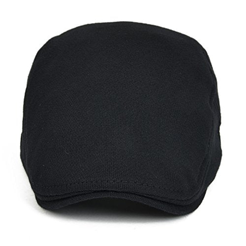 VOBOOM Men Newsboy Cap Cotton Flat Ivy Gatsby Driving Hat - color: Black