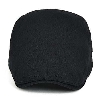 VOBOOM Men Newsboy Cap Cotton Flat Ivy Gatsby Driving Hat - color: Black