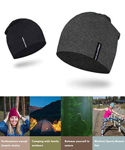 EMPIRELION Mens Running Beanie Hat, 9" Lightweight Helmet Liner Skull Cap - color: Dark Grey Mel.