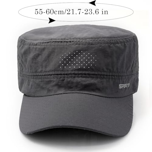 Quick Dry Army Cadet Cap Military Style Flat Top Hat for Men - color: Dark Gray