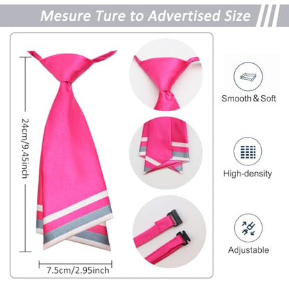 Mantieqingway Women Uniform Necktie Adjustable Strap Striped Pre-tie Ties - color: Rose
