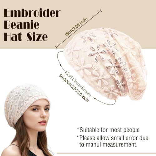 Crochet Slouchy Beanie Hat Turbans Headware for Women - color: Bea04 - Beige