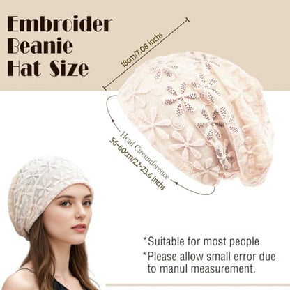 Crochet Slouchy Beanie Hat Turbans Headware for Women - color: Bea04 - Beige