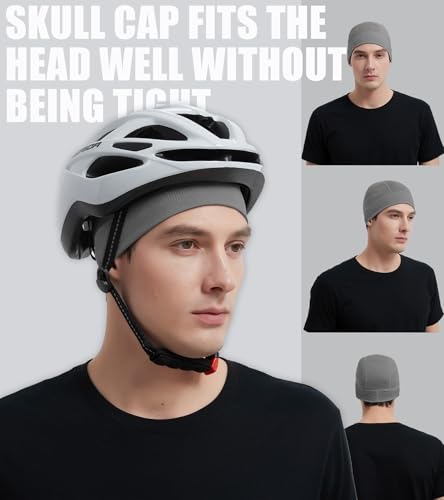 Skull Cap Helmet Liner for Men Women Cooling Hat Running Beanie - color: Set B-black,dark Gray,light Gray
