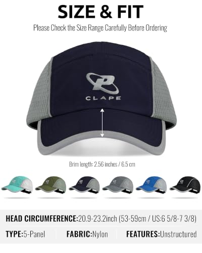 Croogo 5 Panel Running Hat Quick-Drying Lightweight Mesh Baseball Cap - color: Navy