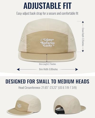 CLAPE Quick Dry 5 Panel Hat for Men, Breathable Mesh Lightweight Running Cap Outdoor Streetwear Flat Brim Hat - color: Bs265p15-khakibeige