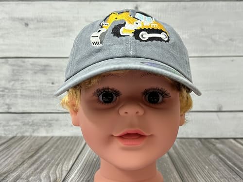 Embroidered Baseball Hats for Girls Boys - color: Excavator (Washed Gray)