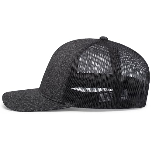 Pacific Headwear Melange Heather Low-Profile Trucker - color: Black Heather/Black/Black Heather