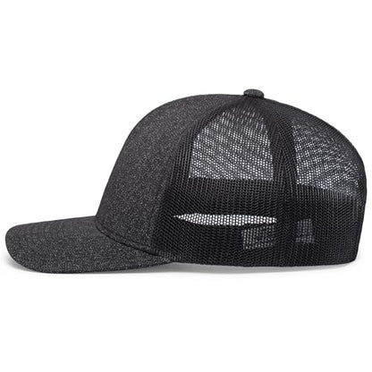 Pacific Headwear Melange Heather Low-Profile Trucker - color: Black Heather/Black/Black Heather