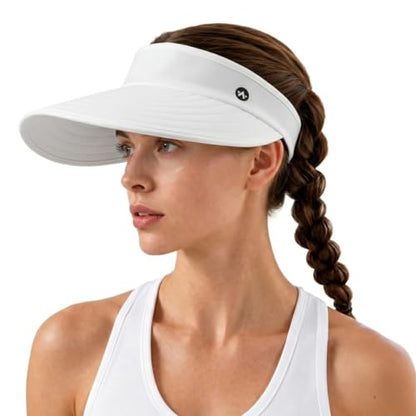 WANDER Sun Visor Hat Wide Brim Packable Large Beach Cap for Women - color: White