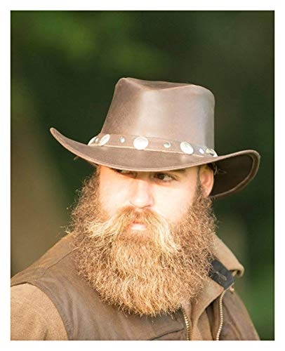Outback Trading Company Men's 1376 Rawhide UPF 50 Leather Western Hat with Adjustable Chin Cord - size: Small