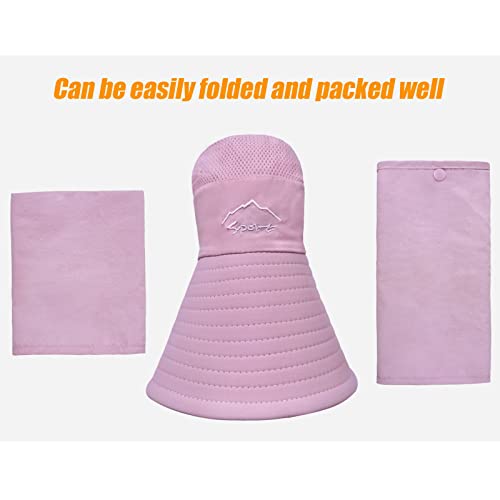 Fishing Hat for Men & Women, Sun Protection Hat with Face Cover & Neck Flap - color: Purple