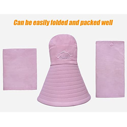 Fishing Hat for Men & Women, Sun Protection Hat with Face Cover & Neck Flap - color: Purple