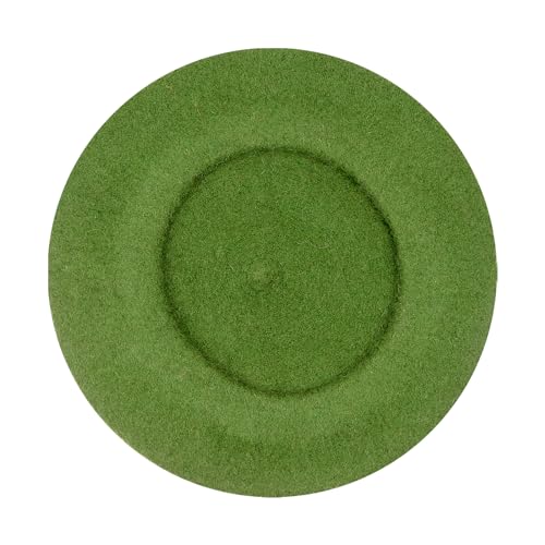 Gllutt Women Wool Beret Hat French Style Solid Color - color: Leaf Green