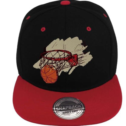 ZH Plain Flat Brim Snapback Baseball Caps Adjustable Blank Baseball Caps Wholesale 12 Pack - color: Black-red