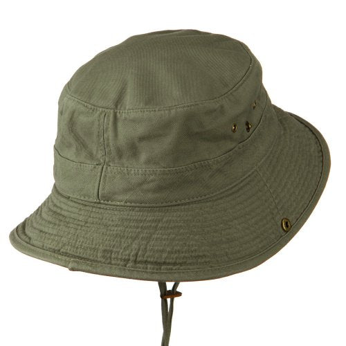 e4Hats.com Big Size Camouflaged Brim Cotton Washed Bucket Hat - color: Olive, size: X-Large-XX-Large