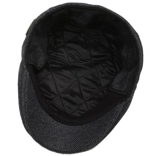 Men's Newsboy Cap with Earflaps Flat Ivy Caps Gatsby Golf Cabbie Hats - color: Grey Stripe