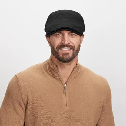 Men's Newsboy Flat Cap Adjustable Cotton Ivy Hat Irish Cabbie Driving Hunting Hats - color: Black