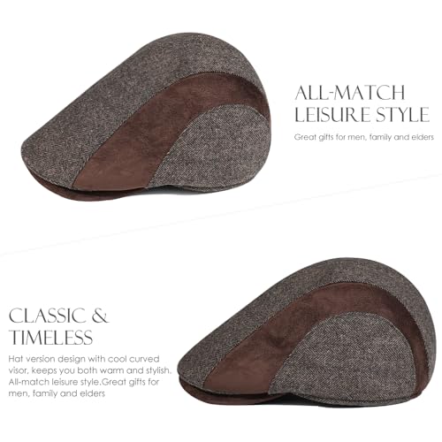 Sumolux Mens Newsboy Cap Winter Beret Hat Cabbie Flat Cap - color: D Coffee