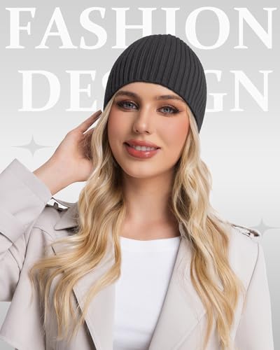 ROYBENS Wool Beanie for Men Women, Seamless Knit Warm Winter Hat Skull Caps - color: 1pcs-dark Gray