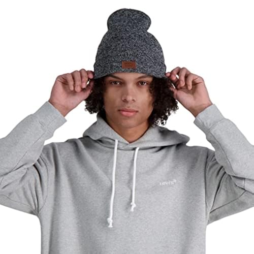 Levi's Mens All-Season Hero Beanie Soft Knit Cuffed Winter Hat, Warm & Comfortable Everyday Style - color: Marled Grey