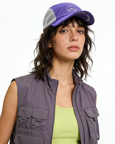 CLAPE Quick Dry Short Brim 5 Panel Hat, Water Resistant Nylon Cap - color: Clsb03-purple