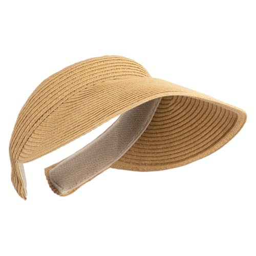UPF 50+ Paper Braid Clip On Visor - color: Tan