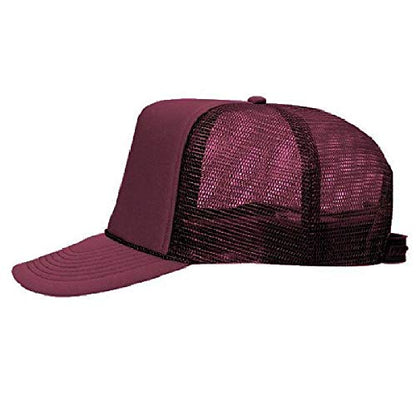 OTTO Polyester Foam Front 5 Panel High Crown Mesh Back Trucker Hat - color: Burg. Marn
