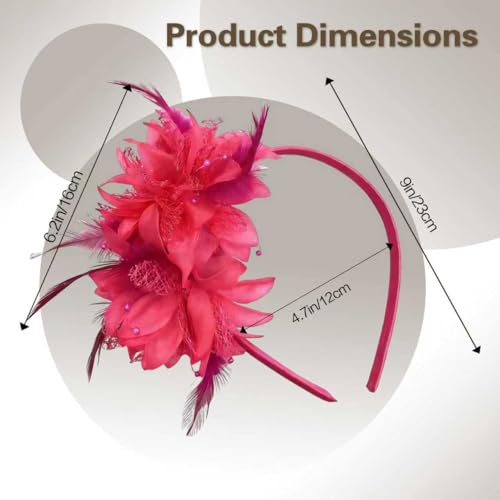 Fascinators for Women Ribbon Feather Tea Party Headwear - color: Magenta