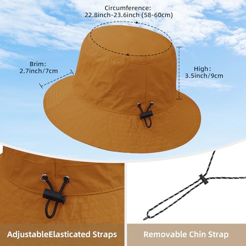 Durio Waterproof Bucket Hats for Woman UPF 50+ Sun Hat - color: Dark Mustard