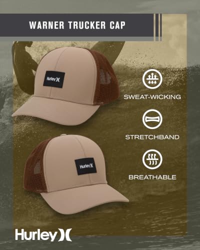 Hurley Mens Trucker Hat Fairway Mesh Trucker Hat, Quick Dry Snapback - color: Rustic Brown