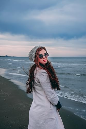 Women's Knitted Angora Wool Hat for Autumn and Winter Warm and Stylish with Rolled Brim and Slanted Rhinestones Cap - color: Z-dark Grey