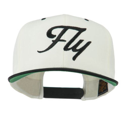 e4Hats.com Fly Embroidered Flat Bill Cap - color: Natural Black