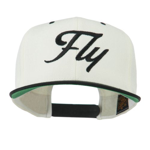 e4Hats.com Fly Embroidered Flat Bill Cap - color: Natural Black