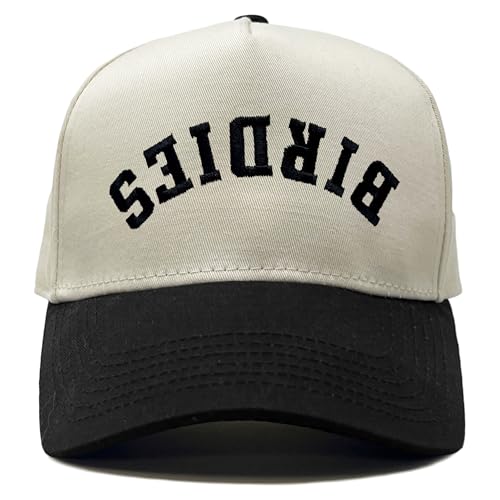 Funky Junque Adult Trucker Snapback Hat 2-Tone Baseball Cap - color: Birdies (Upside Down) - Black/Beige