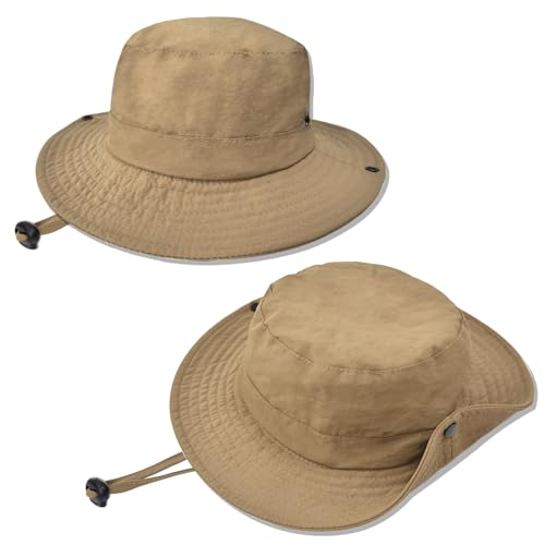 ZOORON Kids Sun Hat UPF 50+ Quick Dry Bucket Safari Hat for Girls and Boys - color: Coffee