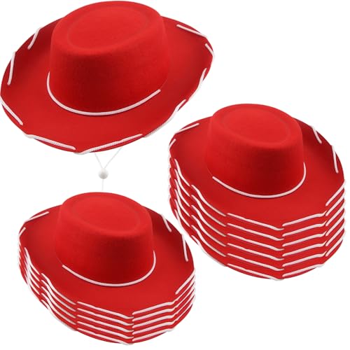 12 Pcs Child Felt Cowboy Hats Wide Brim Cowboy Cowgirl Hat Rodeo Western Hat for Kids Halloween Cosplay Accessories - color: Color Set 3