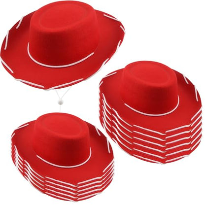 12 Pcs Child Felt Cowboy Hats Wide Brim Cowboy Cowgirl Hat Rodeo Western Hat for Kids Halloween Cosplay Accessories - color: Color Set 3