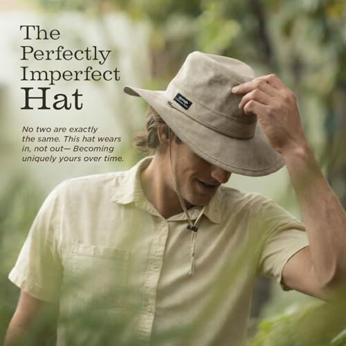 Mesh Crown Safari Men's Sun Hat, 3" Brim, Adjustable Chin Cord, UPF (SPF) 50+ Sunhat Protection - color: Khaki, size: Large