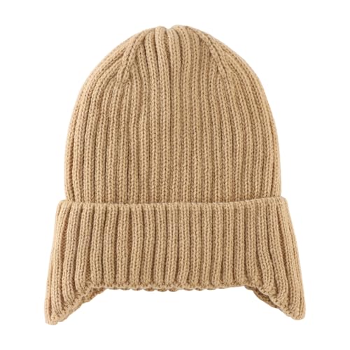 Home Prefer Baby Winter Hats for Boys Girls Kids Toddler Beanie with Earflaps Fleece Lined Knitted Beanie for Cold Weather - color: Khaki, size: 3-7 Years